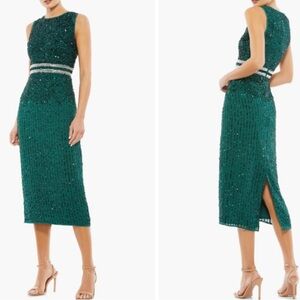 NWT Mac Duggal Sequin Sleeveless Sheath Midi Cocktail Dress, size 8